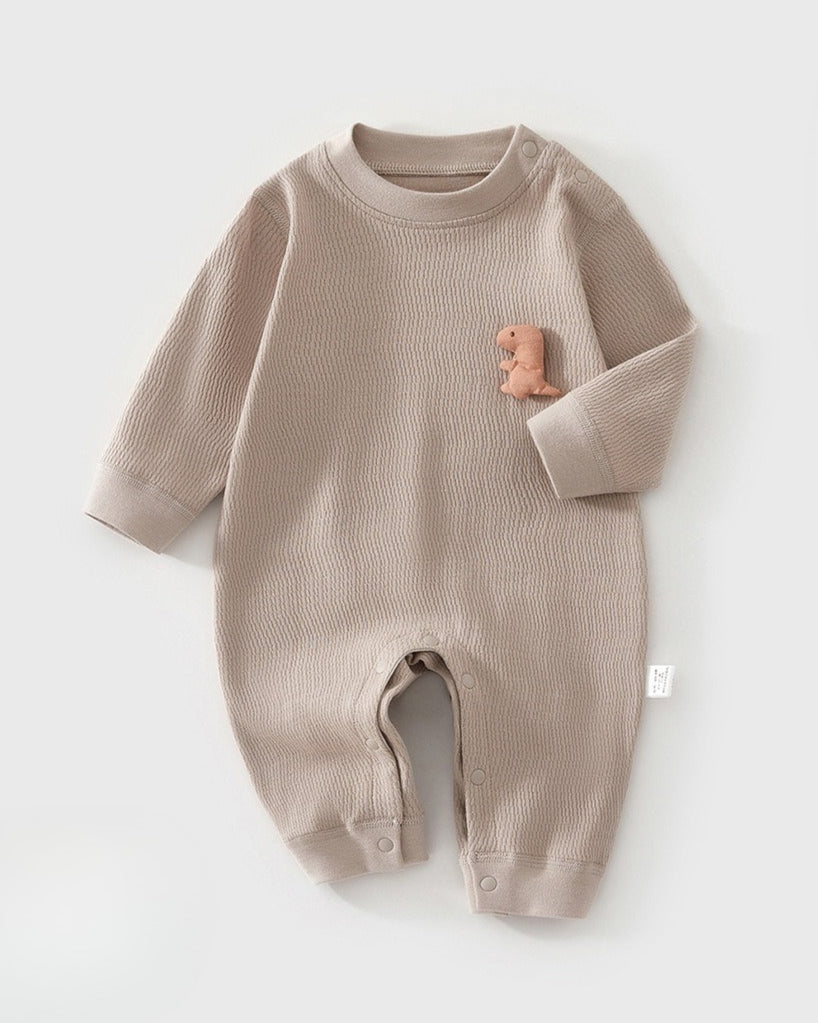 Cotton Solid Color Toy Long Sleeve Baby Jumpsuits