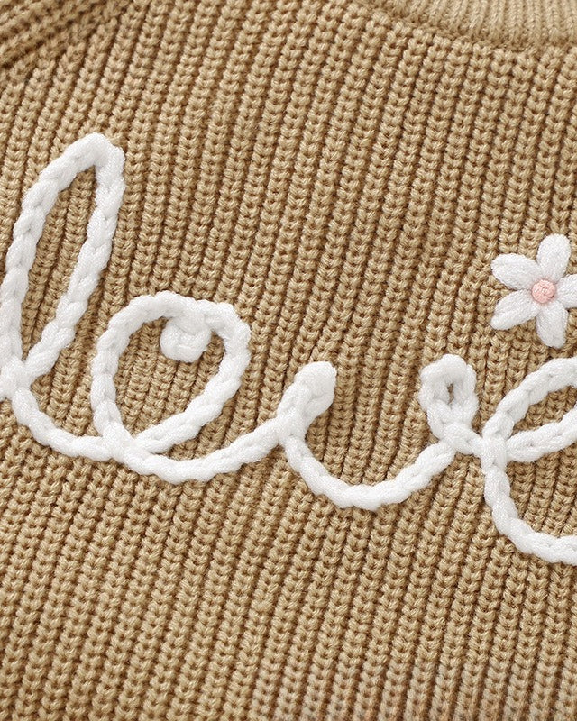 Love Letter Crochet Knitted Long Sleeve Baby Jumpsuits