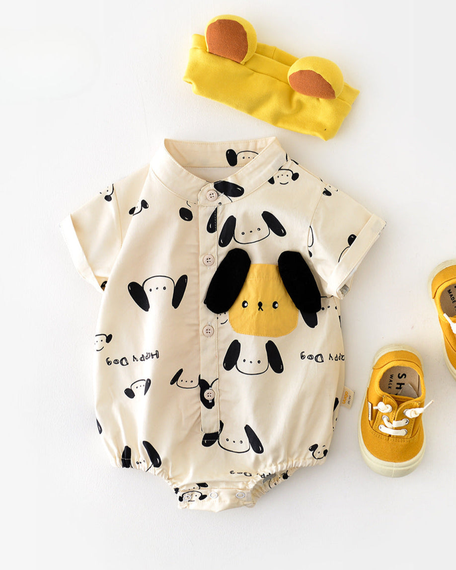 Dog Pattern Baby Short Sleeve Shirt Romper