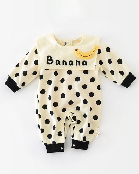 Banana Collar Polka Dot Baby Jumpsuits