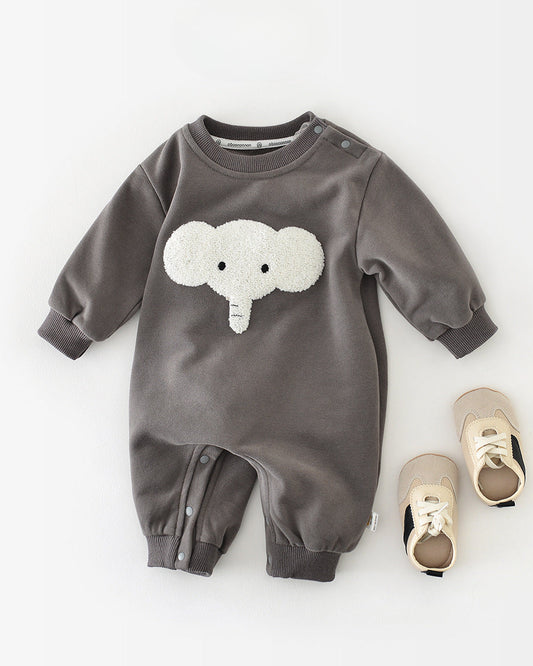 جمبسوت أطفال بأكمام طويلة بنقشة فيل