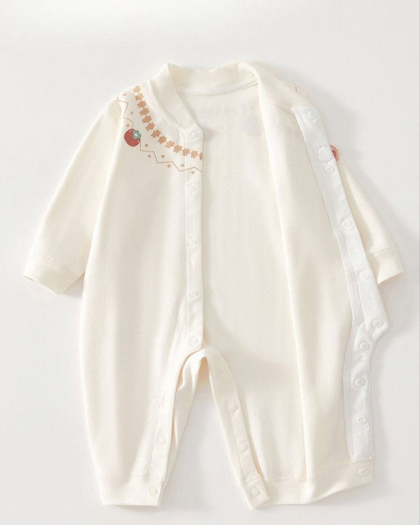 Cotton Apple Decor Long Sleeve Baby Jumpsuits