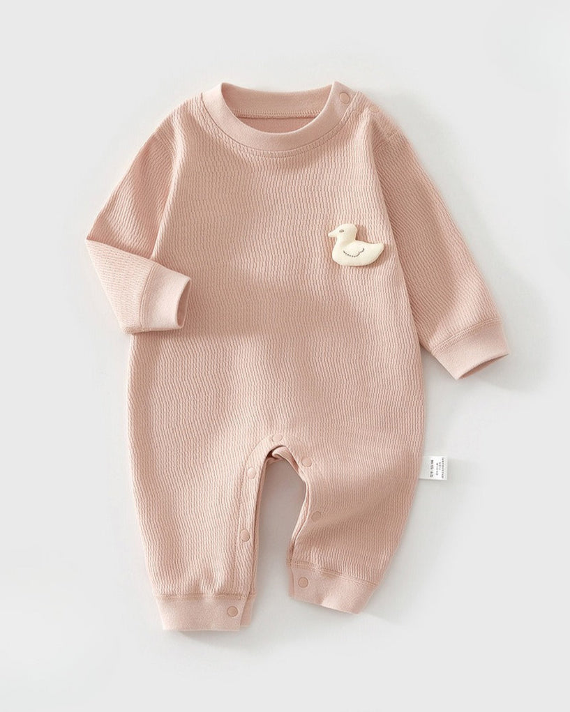 Cotton Solid Color Toy Long Sleeve Baby Jumpsuits