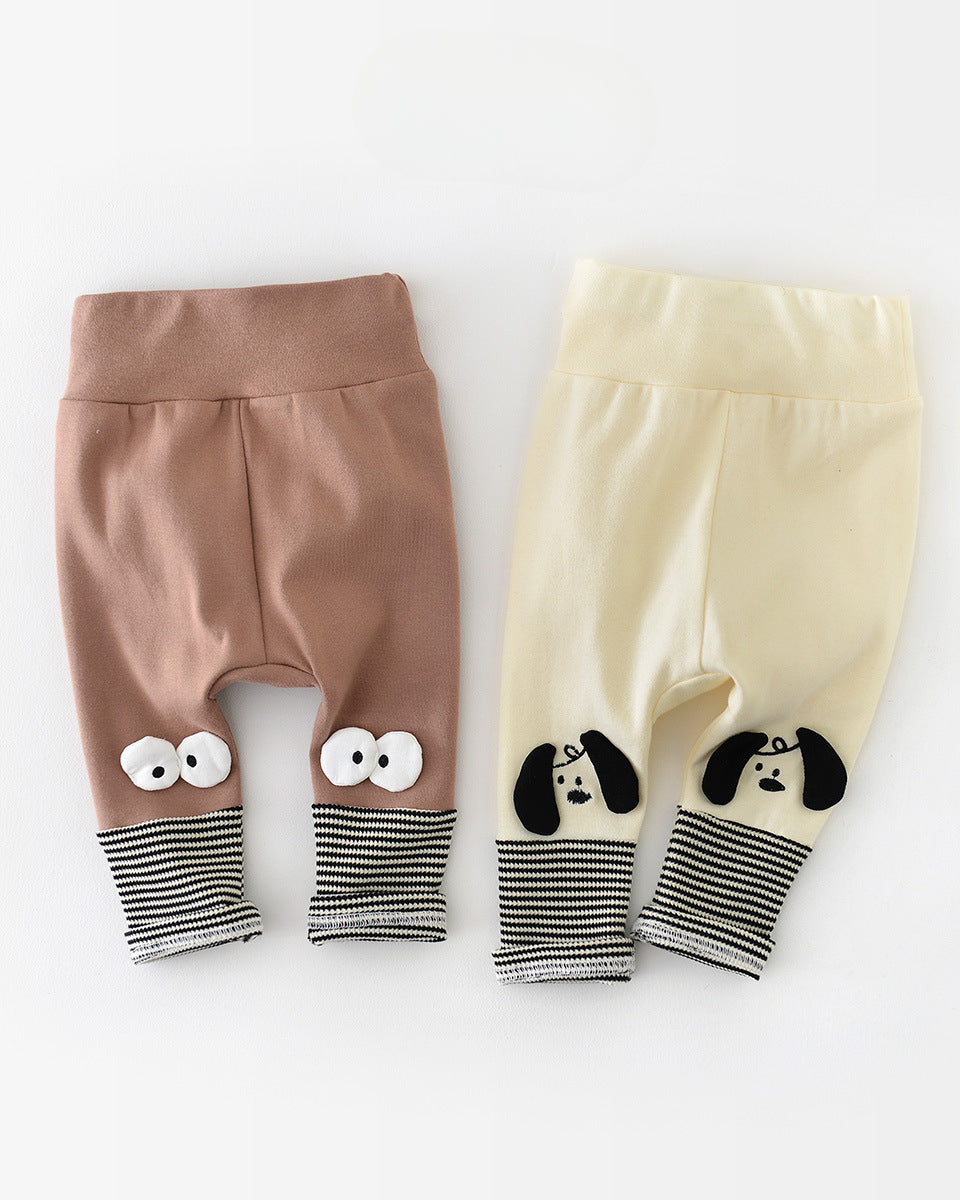 Color Black Cartoon Baby High Waisted Pants