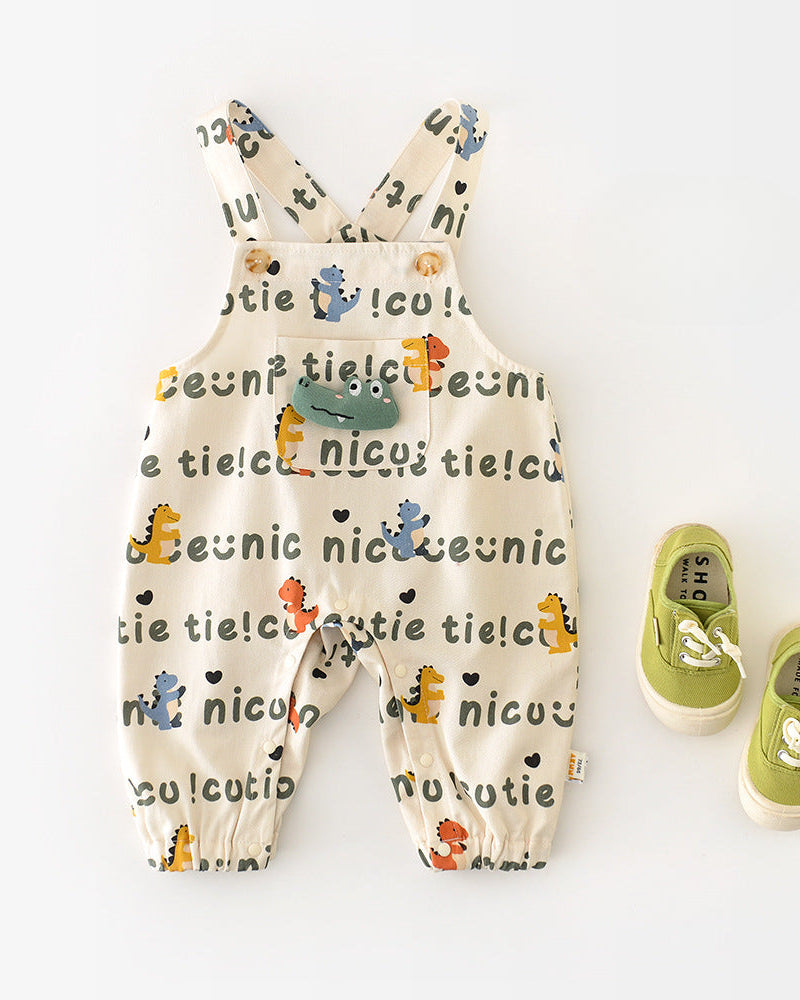 Dinosaur Printed Adjustable Baby Jumpsuits