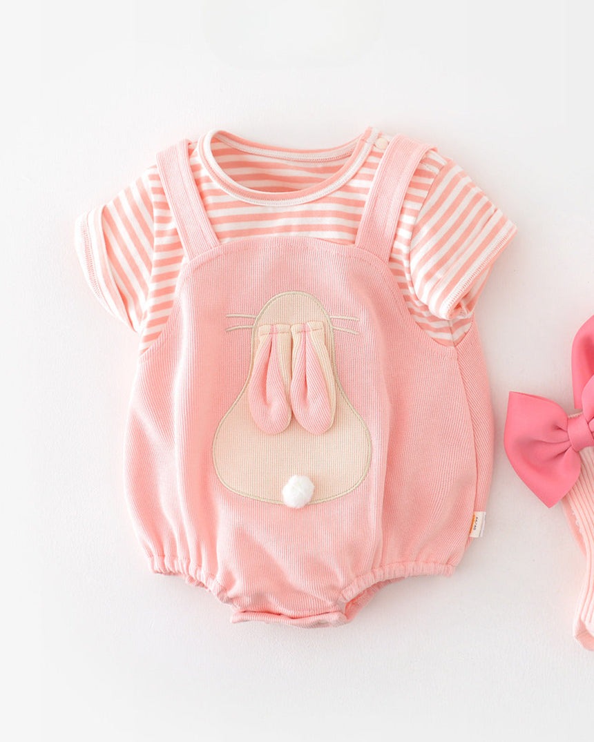 Rabbit Pattern False Two Pieces Baby Romper