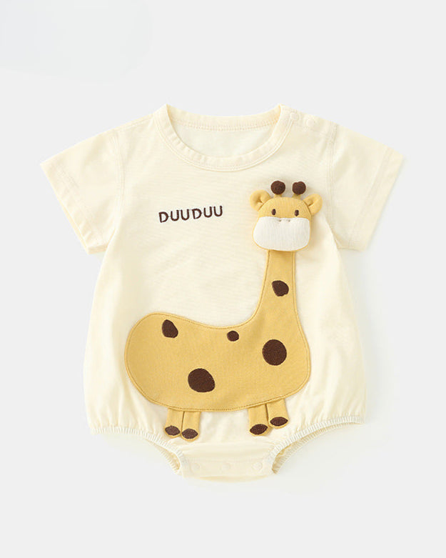 Giraffe Pattern Short Sleeve Romper/Socks