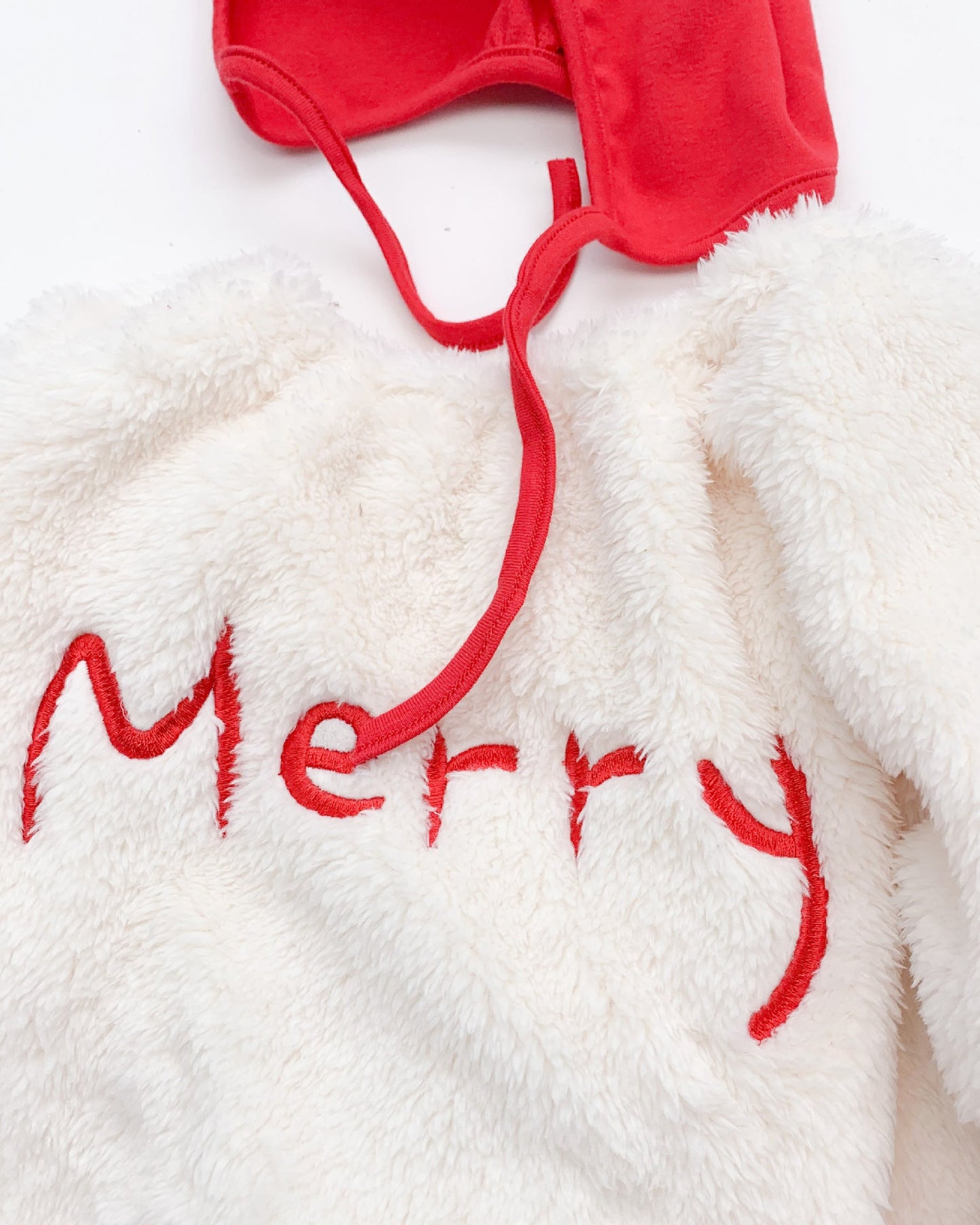 Merry Christmas Fleece Baby Romper with Hat