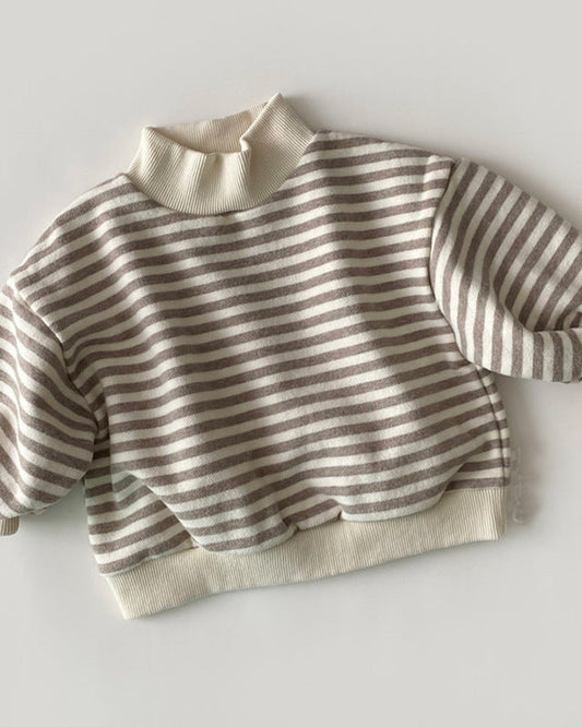 Striped Casual Long Sleeve Baby Pullover Hoodie