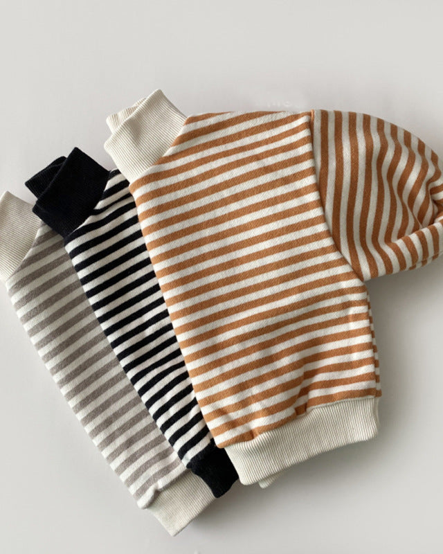 Striped Casual Long Sleeve Baby Pullover Hoodie