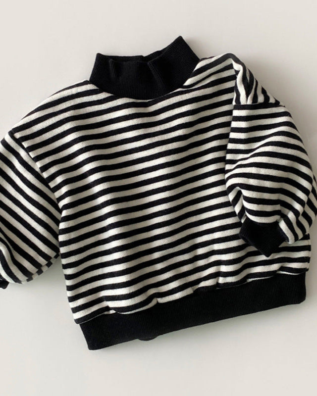 Striped Casual Long Sleeve Baby Pullover Hoodie