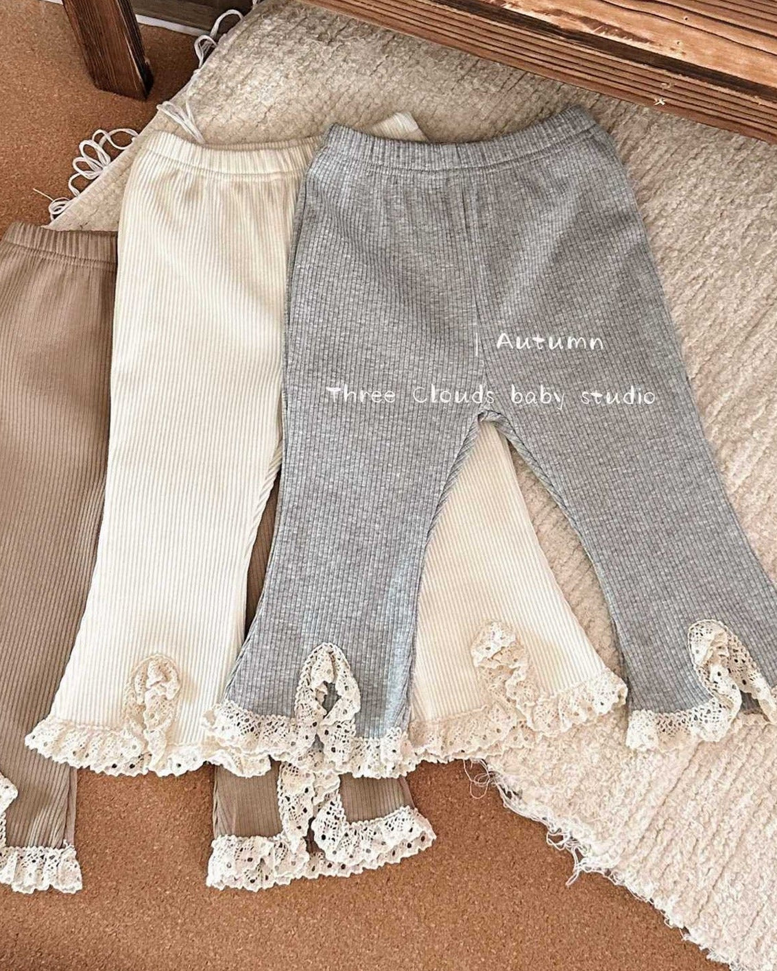 Slits Lace Decor Elastic Baby Girl Bell Bottoms