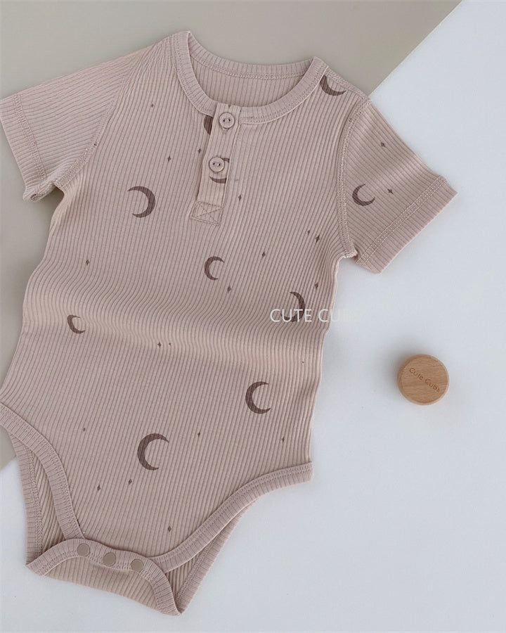 Modal Soft Short Sleeve Moon Baby Romper Set