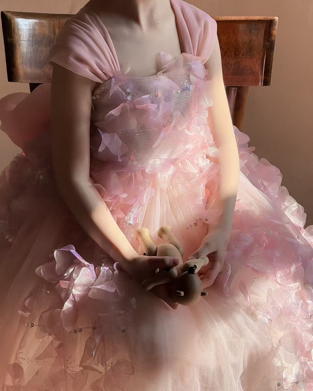 Sweet Bow Design Multicolor Tulle Girl Dress