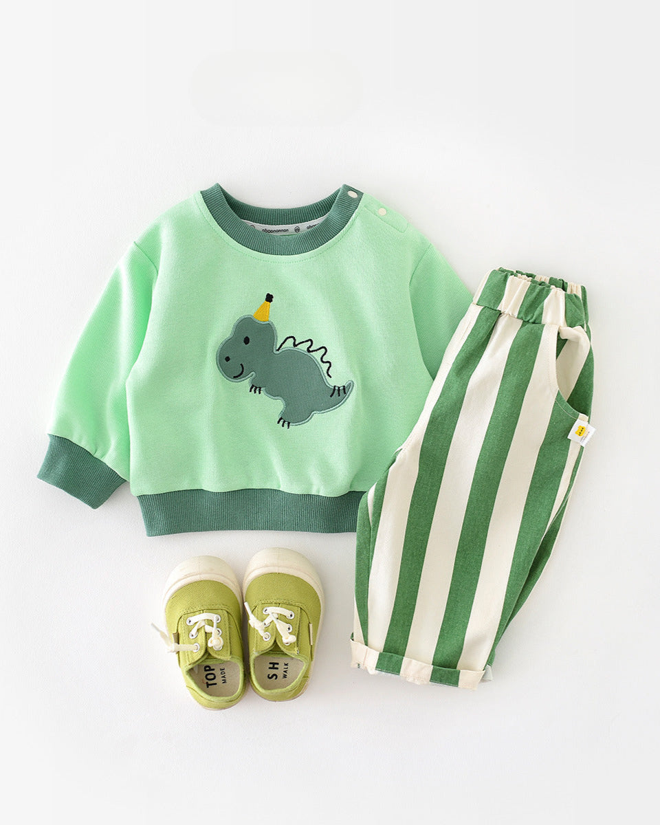 Color Block Casual Striped Baby Pants