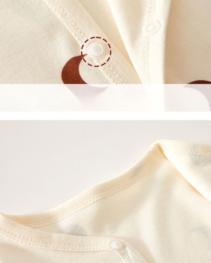 Moon Printed Buttoned Long Sleeve Baby Jumpsuits