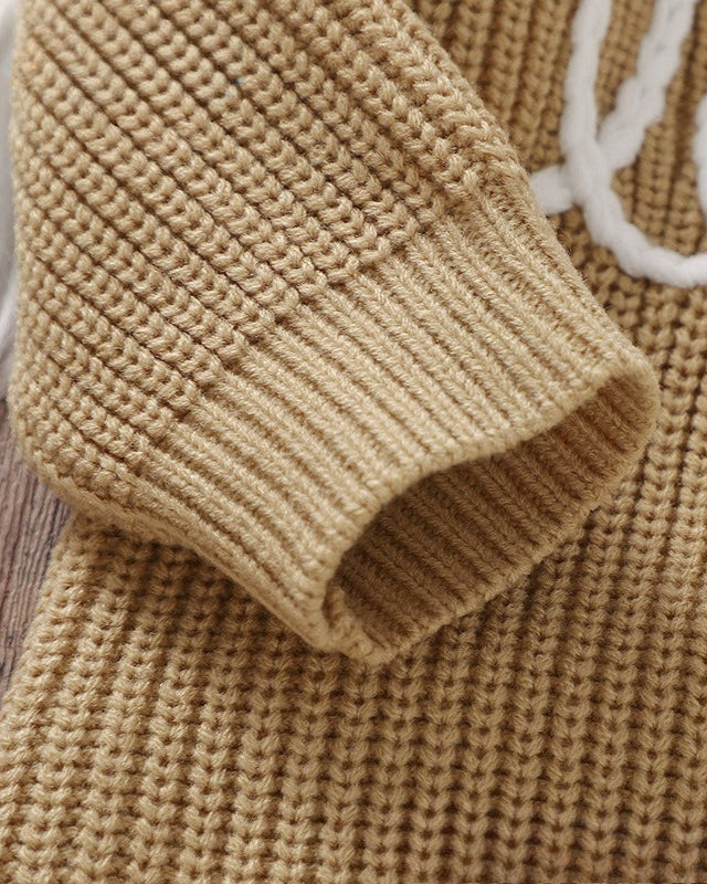 Love Letter Crochet Knitted Long Sleeve Baby Jumpsuits