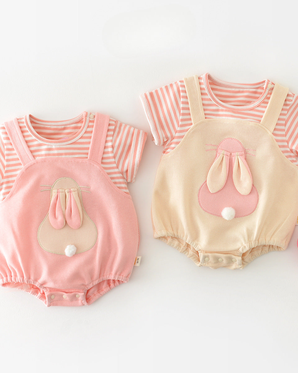 Rabbit Pattern False Two Pieces Baby Romper
