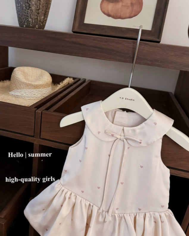 Sweet Heart Bow Satin Baby Girl Puffy Dress