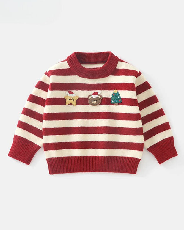 Christmas Decor Striped Knitted Baby Sweater