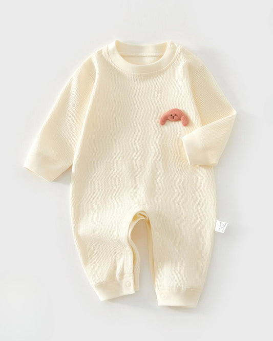 Cotton Solid Color Toy Long Sleeve Baby Jumpsuits