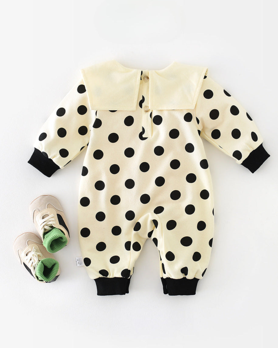 Banana Collar Polka Dot Baby Jumpsuits