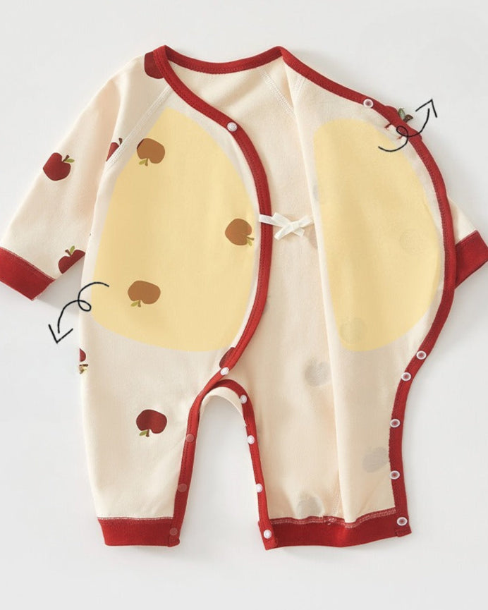 Apple Bear Pattern Baby Cotton Jumpsuits&Hat