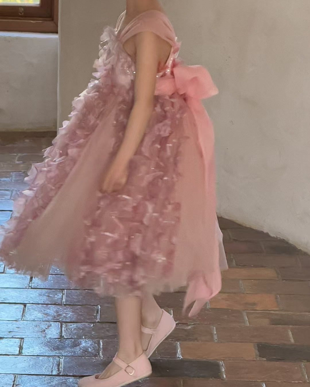 Sweet Bow Design Multicolor Tulle Girl Dress