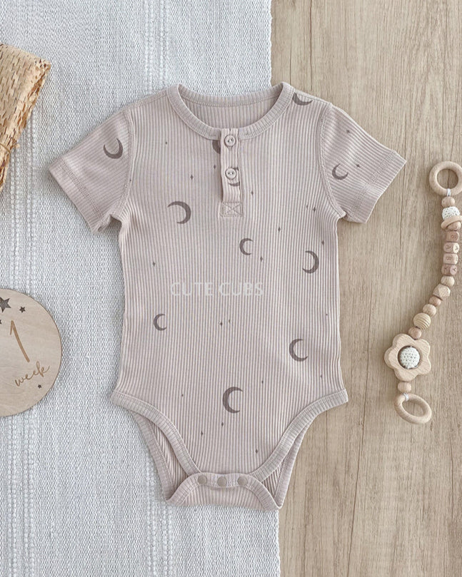 Modal Soft Short Sleeve Moon Baby Romper Set