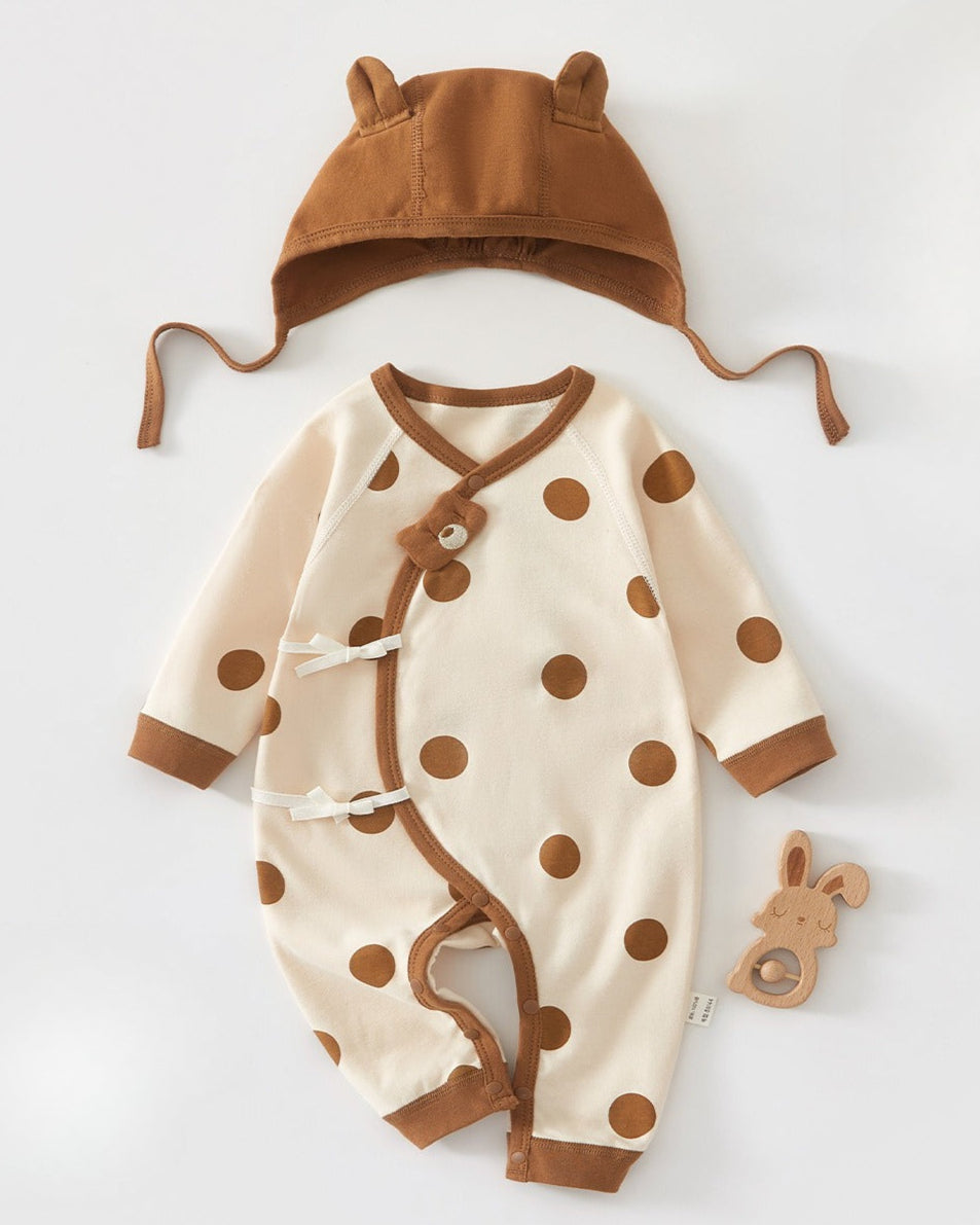 Apple Bear Pattern Baby Cotton Jumpsuits&Hat