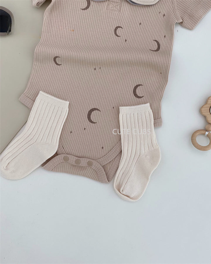 Modal Soft Short Sleeve Moon Baby Romper Set