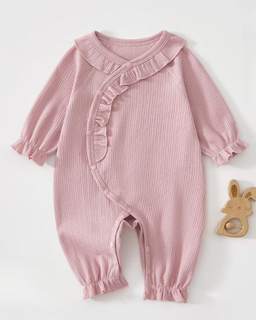 Cotton Ruffled Design Long Sleeve Baby Jumpsuits