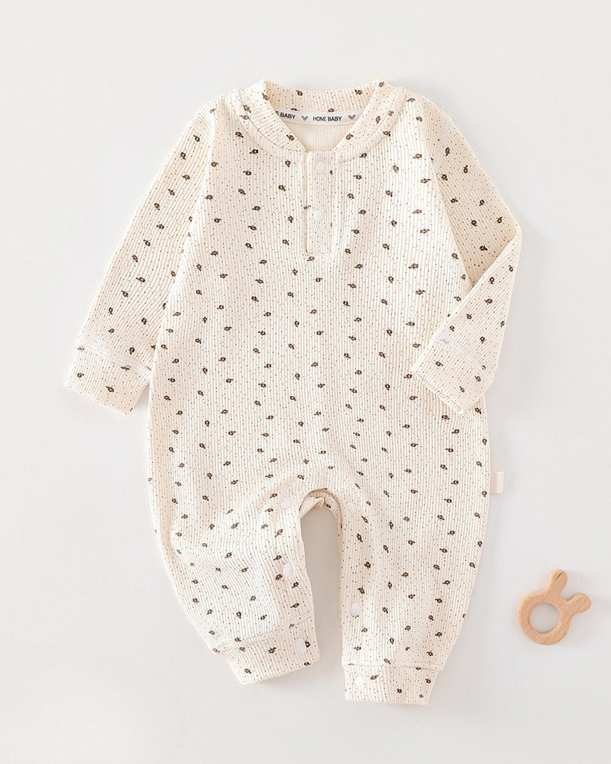Dot Printed Soft Long Sleeve Baby Jumpsuits