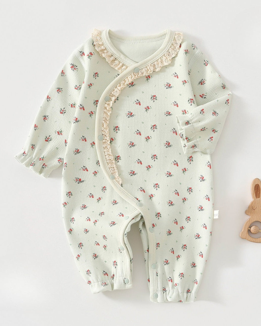 Sweet Floral Lace Collar Cotton Baby Jumpsuits