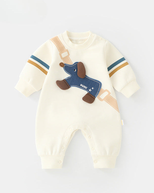 Dog Bag Pattern Long Sleeve Baby Jumpsuits