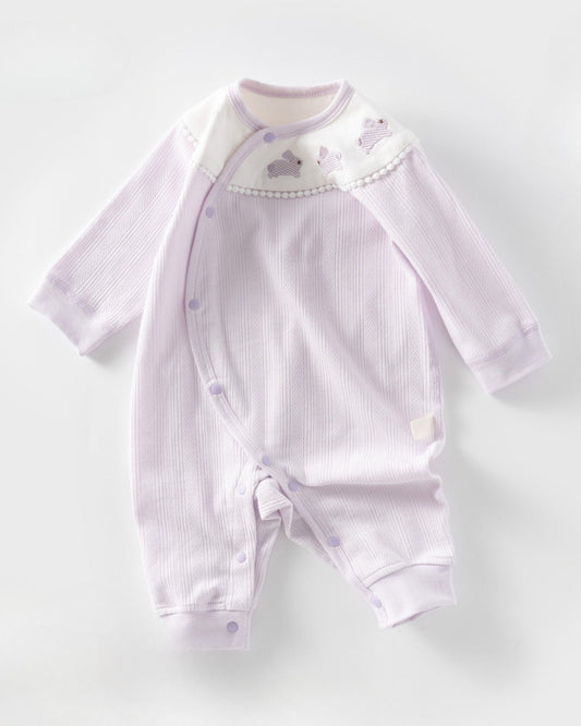 Purple Rabbit Cotton Long Sleeve Baby Jumpsuits