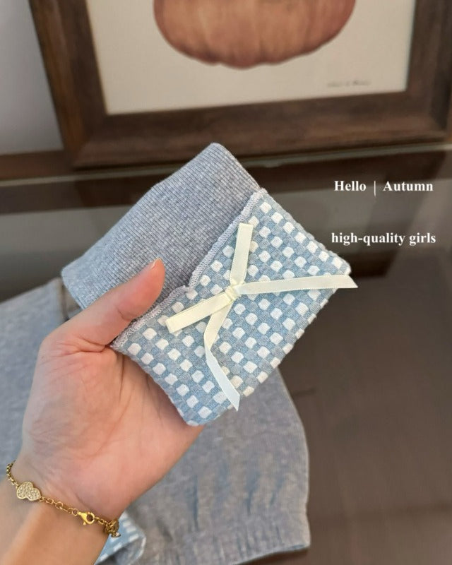Daisy Flower Decor Plaid Bow Baby Girl Sweater Pants