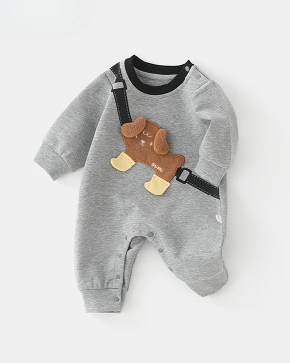 Dog Bag Pattern Long Sleeve Baby Jumpsuits