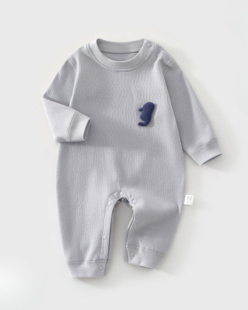 Cotton Solid Color Toy Long Sleeve Baby Jumpsuits