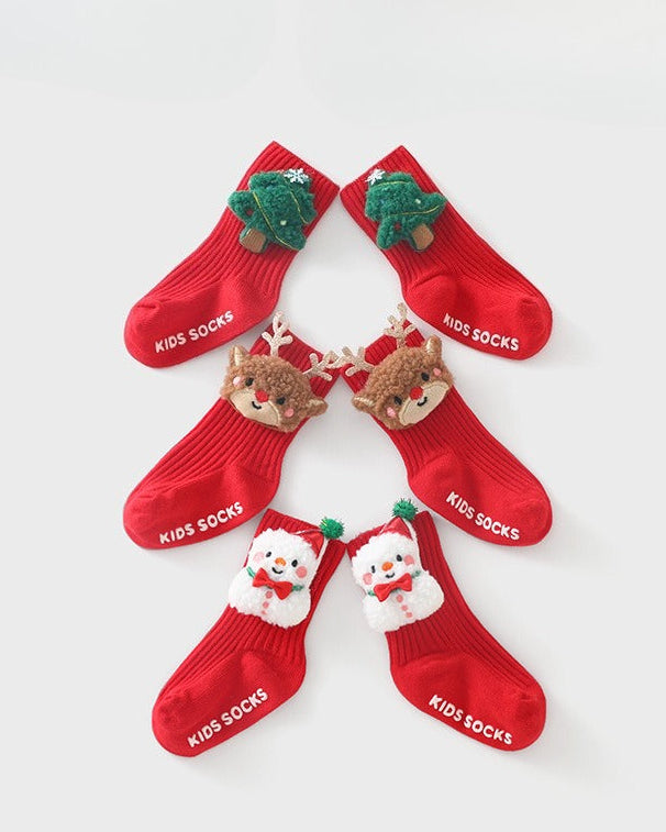 Christmas Elk Tree Snowman Baby Socks 3pcs