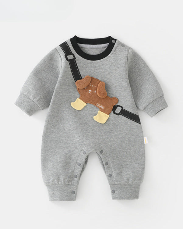 Dog Bag Pattern Long Sleeve Baby Jumpsuits