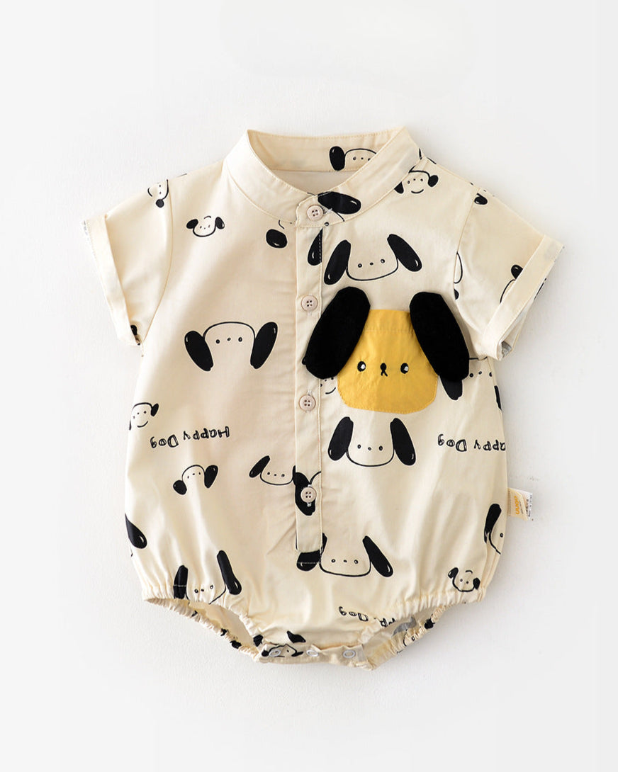Dog Pattern Baby Short Sleeve Shirt Romper