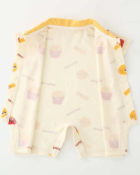 Cute French Fries Pattern Short Sleeve Baby Jumpsuits