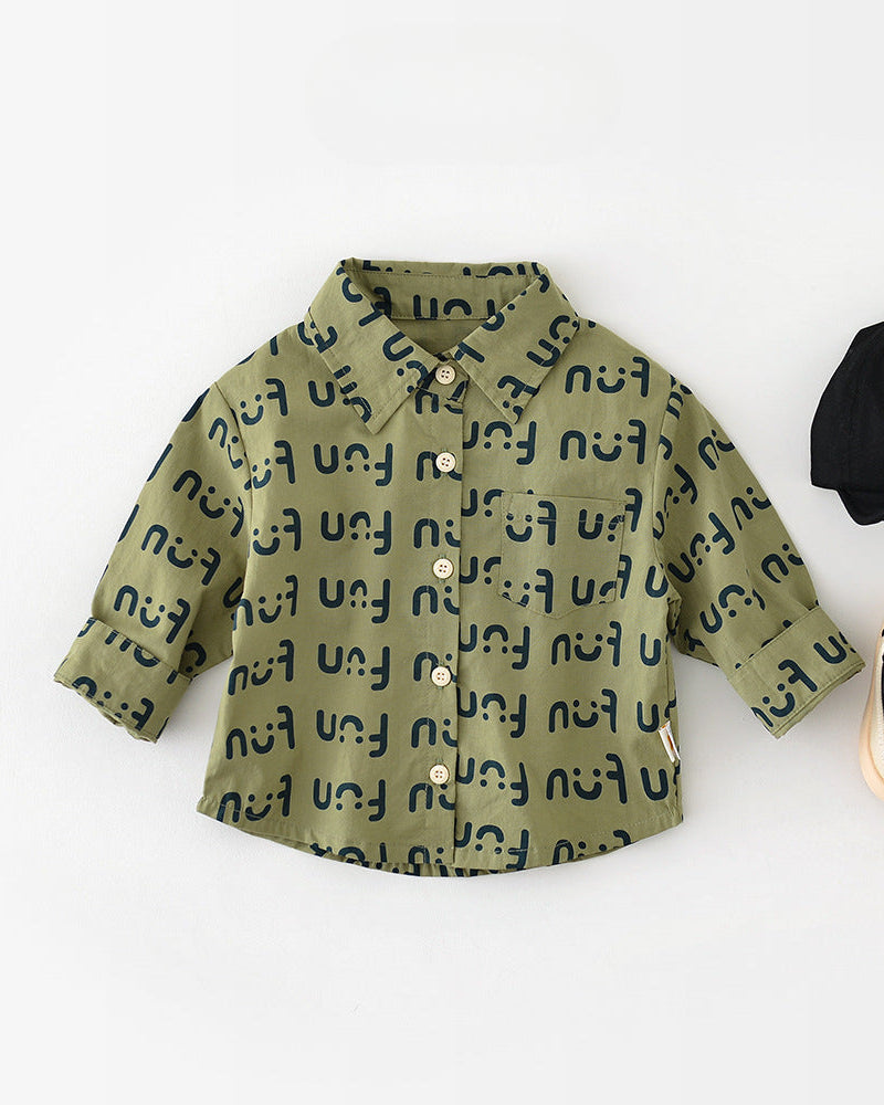 Smile Letter Printed Baby Long Sleeve Shirt