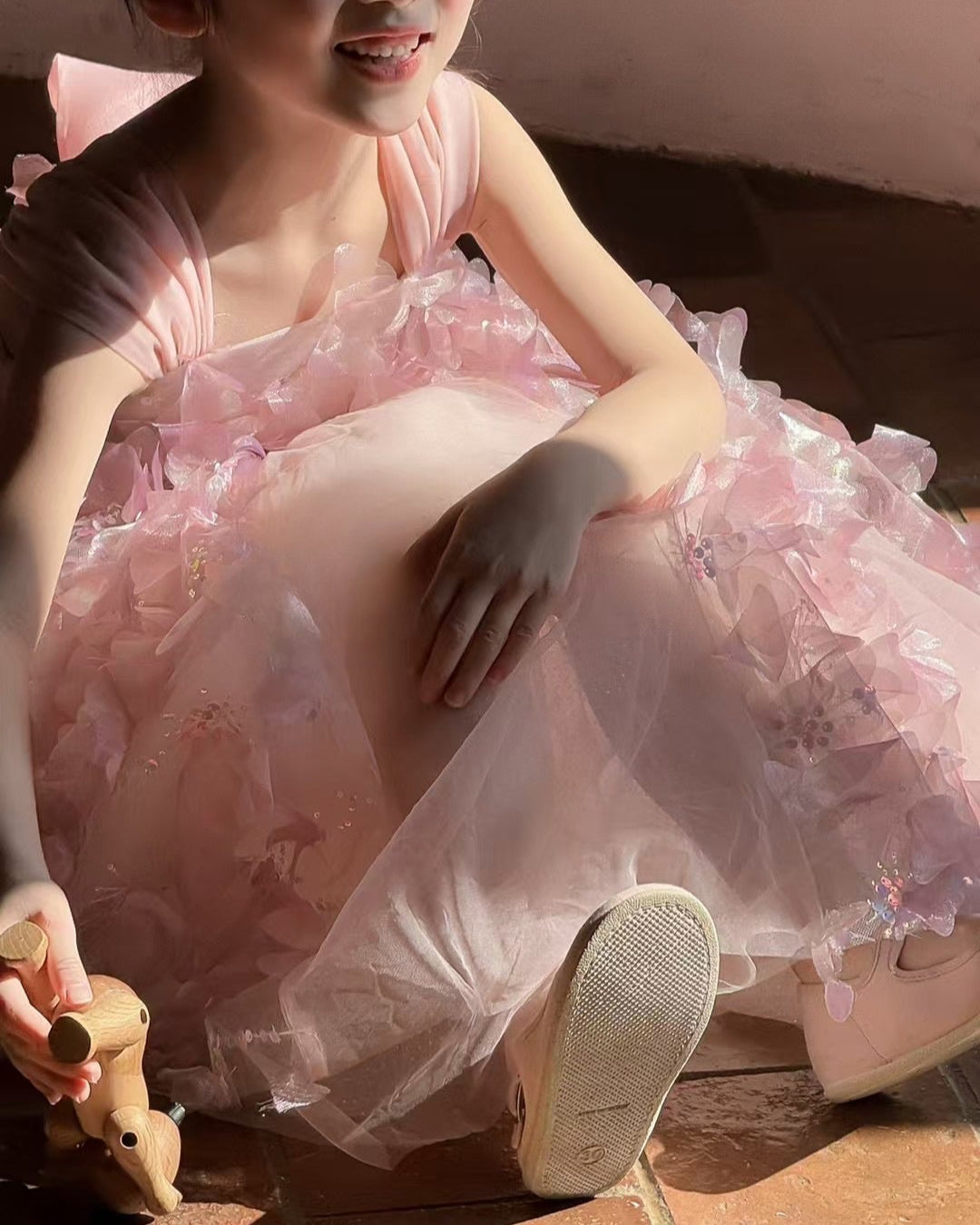 Sweet Bow Design Multicolor Tulle Girl Dress
