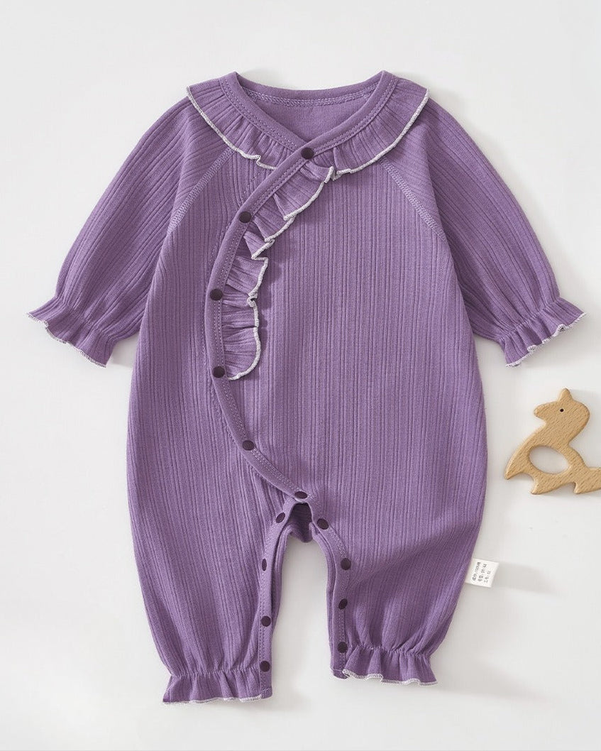 Cotton Ruffled Design Long Sleeve Baby Jumpsuits