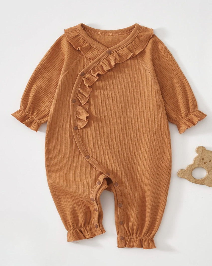 Cotton Ruffled Design Long Sleeve Baby Jumpsuits