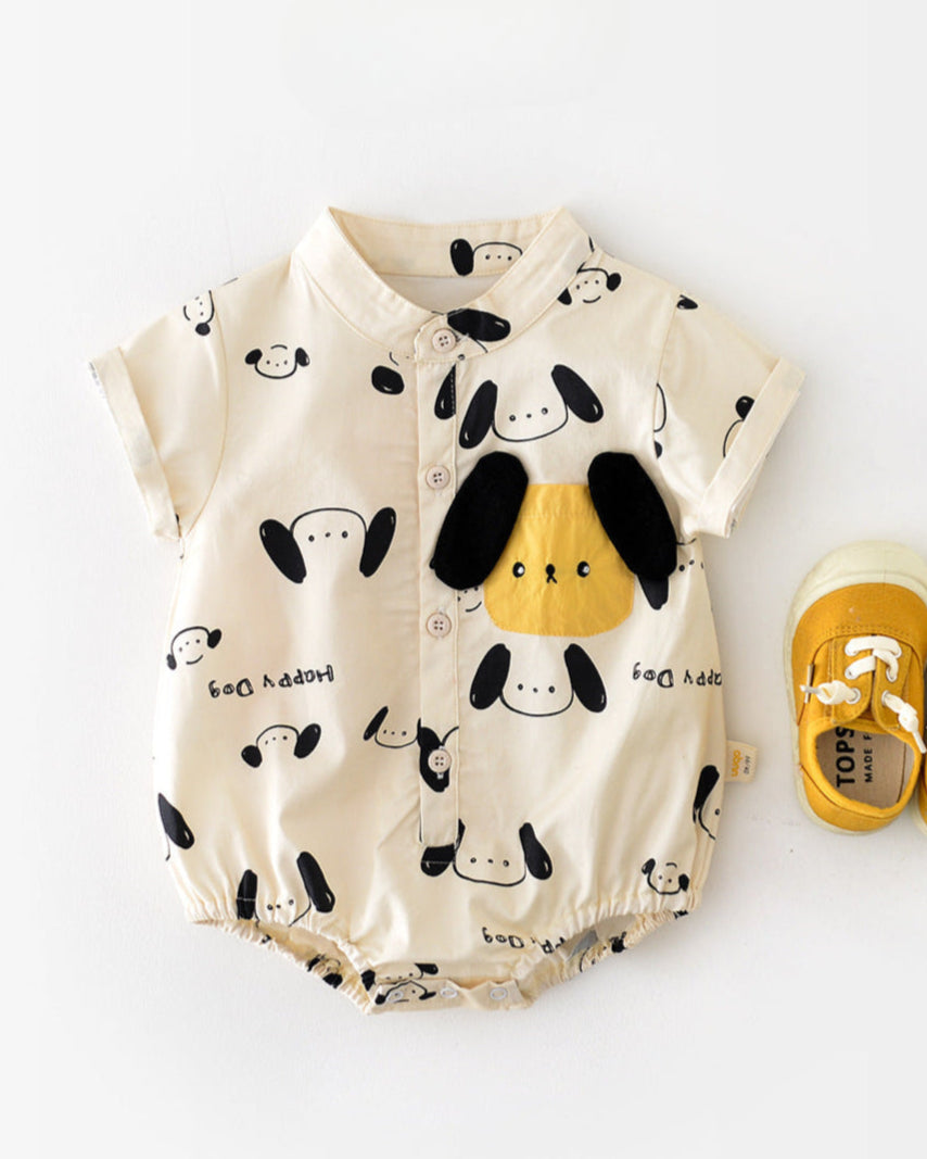 Dog Pattern Baby Short Sleeve Shirt Romper