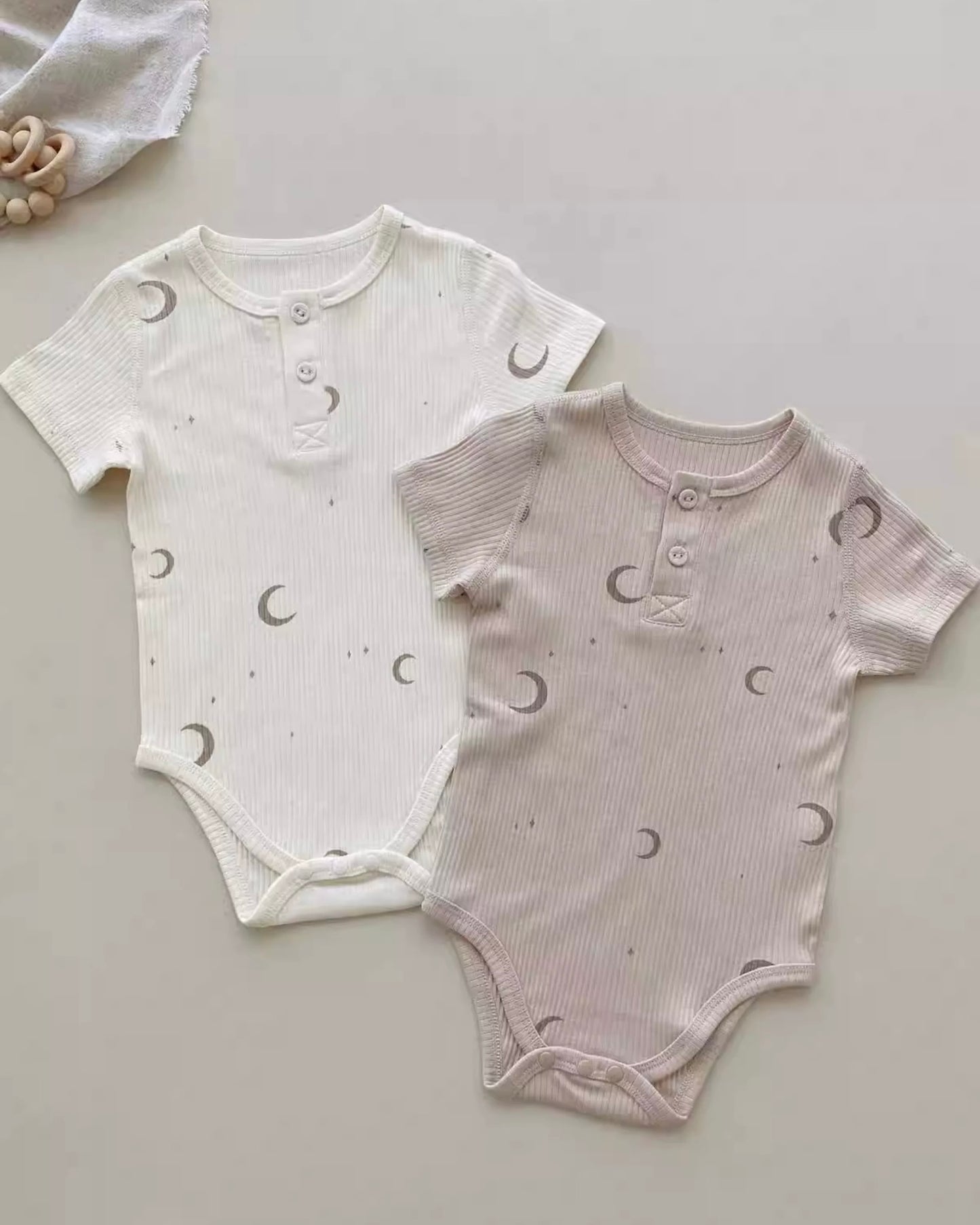 Modal Soft Short Sleeve Moon Baby Romper Set