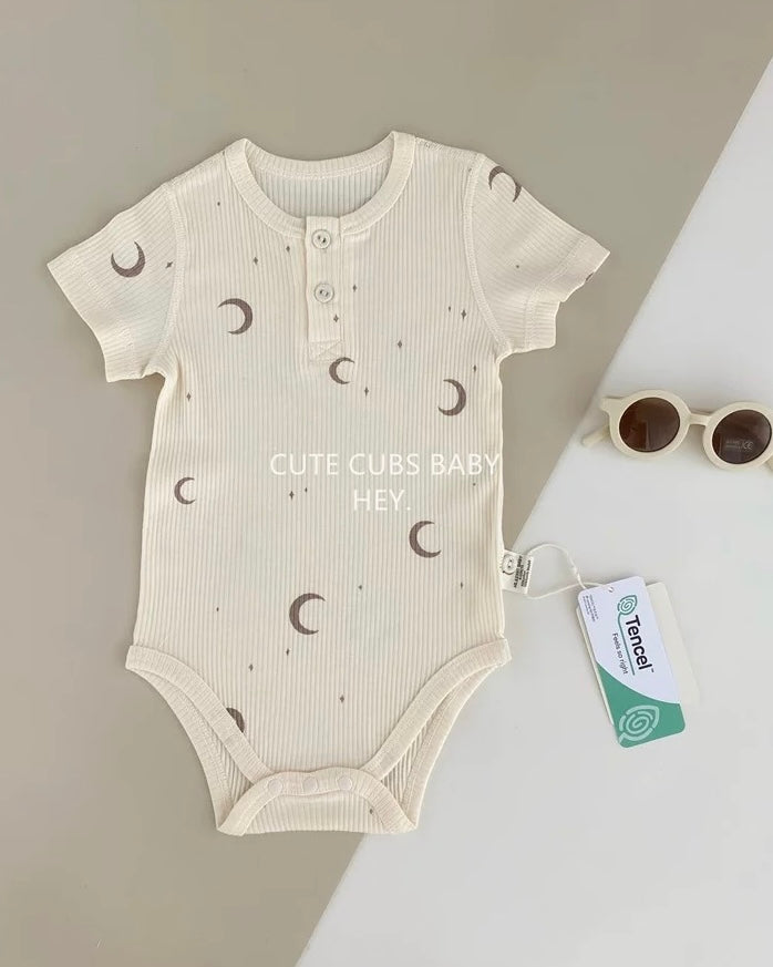 Modal Soft Short Sleeve Moon Baby Romper Set